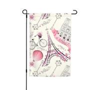 Drapeau épais pour porches et pelouses Motif Tour de Paris et vélo