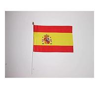 Drapeau Espagne 45x30cm HAMPE blanche - LOT DE 10 Drapeaux espagnol 30 x 45 cm - AZ FLAG