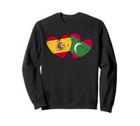 Drapeau Espagne Maldives en Forme de cœur avec Double Drapeau Espagnol Sweatshirt