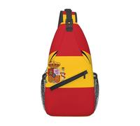 Drapeau espagnol. C'est un sac à bandoulière décontracté pour homme avec une grande capacité de stockage et une poche plaquée de chaque côté. Noir, taille unique