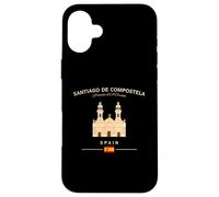 Drapeau Espagnol de la cathédrale de Saint-Jacques-de-Compostelle La Corogne Coque pour iPhone 16 Plus