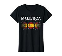Drapeau Espagnol de Majorque - Souvenir de Vacances en Espagne T-Shirt Graphique avec Valeur, Femme, Noir, XL