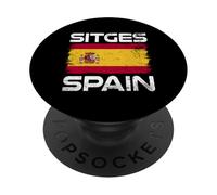Drapeau Espagnol de Sitges Design fière Drapeau Espagnol PopSockets PopGrip Adhésif