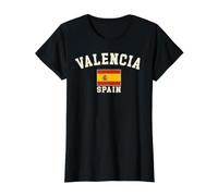 Drapeau Espagnol Vintage Valence Espagne Souvenir rétro T-Shirt Graphique avec Valeur, Femme, Noir, S