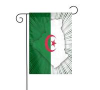 Drapeau et carte de l'Algérie, 30 x 45 cm, bannière de jardin double face pour décoration extérieure (cour, porche, maison de campagne).