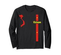 Drapeau et Carte du Vietnam, Graphique Minimaliste de la fierté du Vietnam Manche Longue