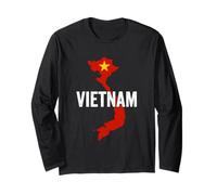 Drapeau et Carte du Vietnam - Racines vietnamiennes Vintage Manche Longue