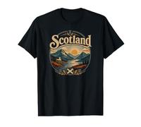 Drapeau et chardons du Loch d'Écosse T-Shirt Graphique avec Valeur