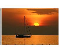 Drapeau Été Mer Bateau Coucher De Soleil Tropical Kata Plage Nature Grand Drapeau Personnalisés Imprimé Bannière À Œillets, Pour Jardin, Les Bureaux, D'Intérieur, 90x150cm