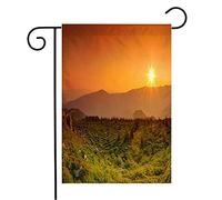Drapeau Été Red Hill Paysage De Montagne Montagnes Lever Du Soleil Aube Parcs Highland Extérieur Brume Personnalisés Décoratif Drapeaux, Pour D'Intérieur, Les Défilés, 30x45cm