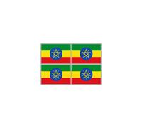 Drapeau Ethiopie - 4 Stickers - 9.5 X 6.3 Cm - Sticker/Autocollant