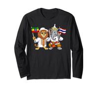 Drapeau Éthiopie Thaïlande Racines éthiopiennes thaïlandais Manche Longue