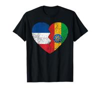 Drapeau éthiopien Cœur | France Ethiopie Roots Vintage T-Shirt