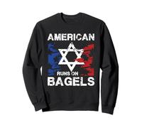 Drapeau étoile juive américain Runs on Bagels Sweatshirt