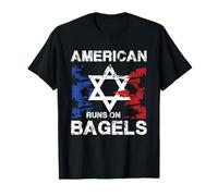Drapeau étoile juive américain Runs on Bagels T-Shirt