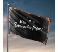 Drapeau étrange vintage : 100 % Schornsteinfeeger avec drapeau étoilé, décoration extérieure amusante pour cour (60 x 90 cm)