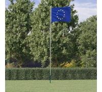 Drapeau européen avec mât, 6,08 m, en aluminium, résistant aux intempéries, pour jardin, balcon, terrasse, avec drapeau en polyester robuste et mât stable et divisible pour fête, festival, célébration