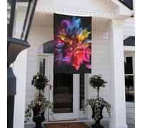 Drapeau explosion de poudre colorée de 0,9 x 1,5 m, double face, ne se décolore pas, drapeau de jardin vertical saisonnier avec œillets en laiton, bannière extérieure, toile de fond photo