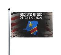 Drapeau Extérieur Carte De La République Démocratique Du Congo Pirate Drapeaux Couleurs Vives Drapeau De Jardin Pour Décoration D'Halloween, Festival, Cadeau De Noë, 90X150cm