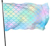 Drapeau extérieur de jardin de modèle de texture d'écaille de poisson, décorations de drapeau de famille de 3 x 5 pi pour la maison extérieure