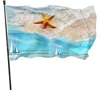 Drapeau extérieur de jardin d'étoiles de mer et de voiliers, drapeau de jeu 3 x 5 pi décorations pour la maison extérieure