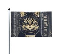 Drapeau extérieur double face 90 x 150 cm avec 2 œillets, motif chat criminel, en polyester 200D résistant, idéal pour les décorations extérieures et les fêtes.