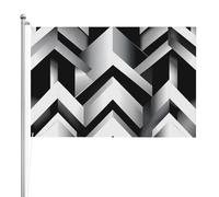 Drapeau extérieur double face géométrique noir et blanc xft, polyester résistant aux intempéries durable avec couleurs vives pour jardin, cour, terrasse ou maison