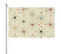 Drapeau extérieur double face style rétro du milieu du siècle des années 50 - Polyester durable résistant aux intempéries - Couleurs vives - Pour jardin, cour, terrasse ou maison
