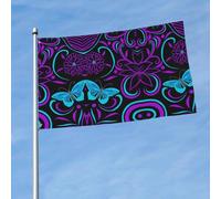 Drapeau extérieur imprimé papillon sur une belle fleur - 0,9 x 1,5 m - Design audacieux - Pour défilé, événement, cour, terrasse et maison