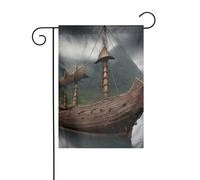 Drapeau extérieur Vikings imprimé bateau 30,5 x 45,7 cm, décorations de cour, cadeaux pour décoration de maison, fournitures de fête