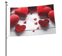 Drapeau fait à la main en forme de cœurs de 61 x 91 cm avec impression double face pour l'extérieur, les vacances, bannière cadeau avec œillets, toile de fond pour photo pour décoration intérieure et