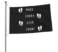 Drapeau Faites En Sorte Que Chaque Pas Compte Drapeau Pirate Couleurs Vives Traditionnel Bannière, Pour D'Intérieur, Jardin, Les Bureaux, 90X150Cm