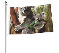 Drapeau familial koala 61 x 91 cm double face avec œillets en laiton qui ne se décolore pas, bannière de vœux, décoration d'intérieur ou d'extérieur