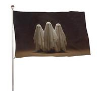Drapeau fantaisie noir trois fantômes de 0,9 x 1,5 m pour jardin, cour, porche, pelouse, ferme