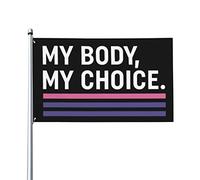 Drapeau féministe 90 x 150 cm « Mon corps, mon choix » (Design professionnel) - Drapeau de maison, drapeau de jardin, bannière extérieure, drapeau de bateau, sans mât