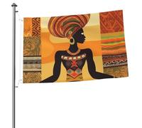 Drapeau femme africaine 61 x 91 cm avec impression double face pour l'extérieur et les vacances, bannière cadeau avec œillets, toile de fond pour photo pour décoration intérieure et extérieure