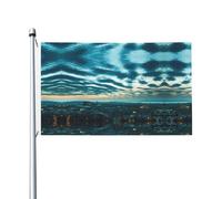 Drapeau festif double face 0,9 x 1,5 m Motif paysage urbain crépuscule Drapeau imprimé avec œillets Convient pour la maison et l'extérieur