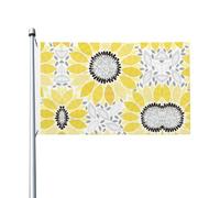 Drapeau festif double face, 9,6 x 1,5 m, motif tournesols abstraits avec œillets, convient pour la décoration de la maison et de l'extérieur