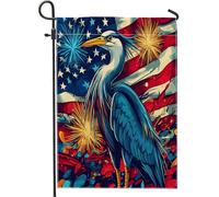 Drapeau Feu D'Artifice De Style Artistique Du Héron Bleu D'Amérique Drapeau Pirate Personnalisés Décoratif Drapeaux, Pour Les Bureaux, Balcon, Les Défilés, 30x45cm