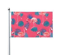 Drapeau Feuilles De Plantes Flamant Roses Décoratifs Bannière Protection Uv Drapeaux Pour Saisonnière L'Extérieur Bar 3X5Ft