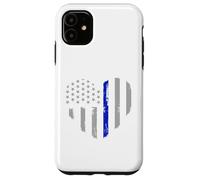 Drapeau Fin Bleu en Forme de cœur pour Policier Coque pour iPhone 11
