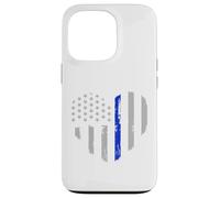 Drapeau Fin Bleu en Forme de cœur pour Policier Coque pour iPhone 13 Pro