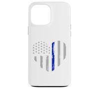 Drapeau Fin Bleu en Forme de cœur pour Policier Coque pour iPhone 13 Pro Max