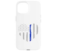 Drapeau Fin Bleu en Forme de cœur pour Policier Coque pour iPhone 15