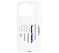 Drapeau Fin Bleu en Forme de cœur pour Policier Coque pour iPhone 15 Pro