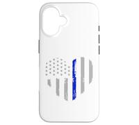 Drapeau Fin Bleu en Forme de cœur pour Policier Coque pour iPhone 16