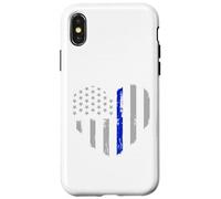 Drapeau Fin Bleu en Forme de cœur pour Policier Coque pour iPhone X/XS