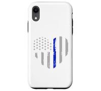 Drapeau Fin Bleu en Forme de cœur pour Policier Coque pour iPhone XR