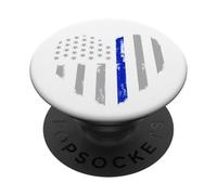 Drapeau Fin Bleu en Forme de cœur pour Policier PopSockets PopGrip Adhésif