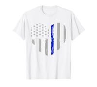 Drapeau Fin Bleu en Forme de cœur pour Policier T-Shirt